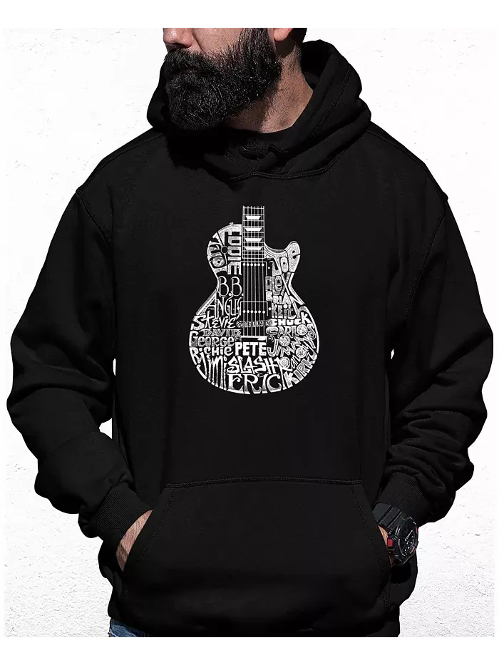 Мужская худи с принтом "Rock Guitar Head Word Art" LA Pop Art — изображение 1 из 2, черный