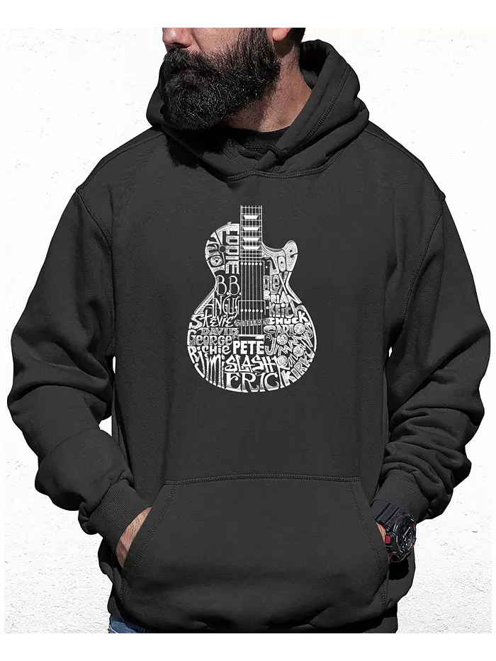Мужская худи с принтом "Rock Guitar Head Word Art" LA Pop Art — изображение 1 из 2, серый
