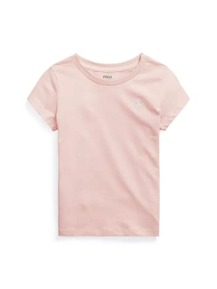 Футболка с коротким рукавом из хлопкового джерси для девочек и малышек Polo Ralph Lauren — изображение 1 из 2, розовый