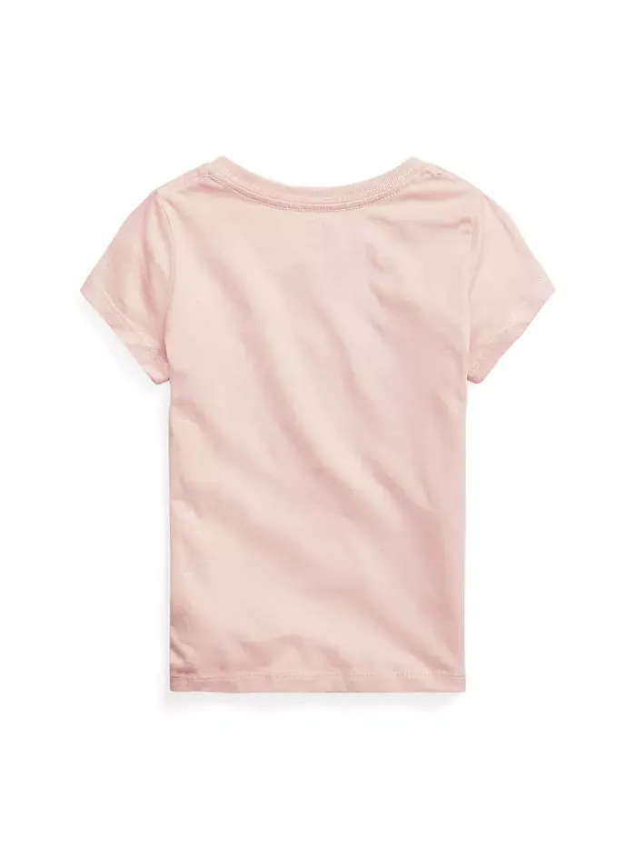 Футболка с коротким рукавом из хлопкового джерси для девочек и малышек Polo Ralph Lauren — изображение 2 из 2, розовый