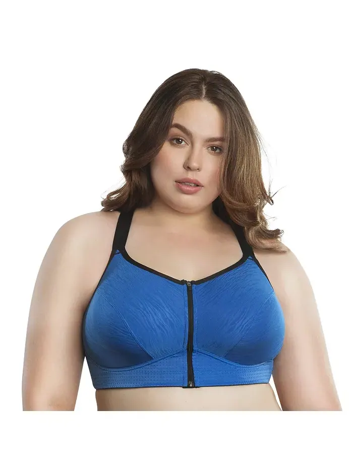 Спортивный бюстгальтер Plus Size Wave Wire-free с застежкой-молнией спереди PARFAIT — изображение 2 из 4, синий
