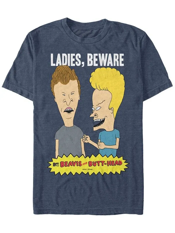 Мужская футболка Beavis and Butthead Ladies Beware с короткими рукавами Fifth Sun — изображение 1 из 1, темно-синий