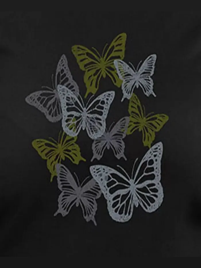 Большой размер Трендовый Гранж Бабочка Графический Пуловер Топ Hybrid Apparel — изображение 2 из 3, черный