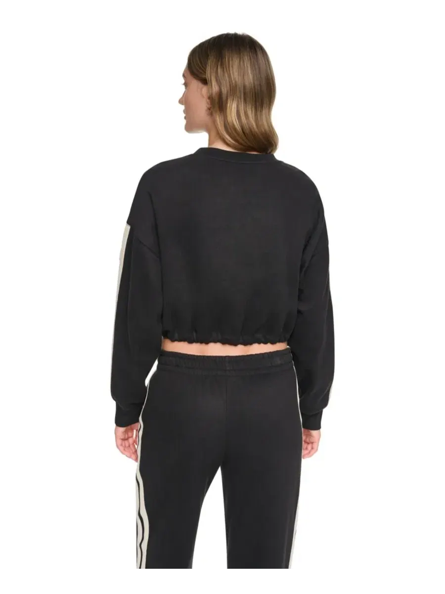 Свитшот женский с затяжкой на талии, с текстурной лентой на рукавах DKNY Sport — изображение 4 из 5, черный