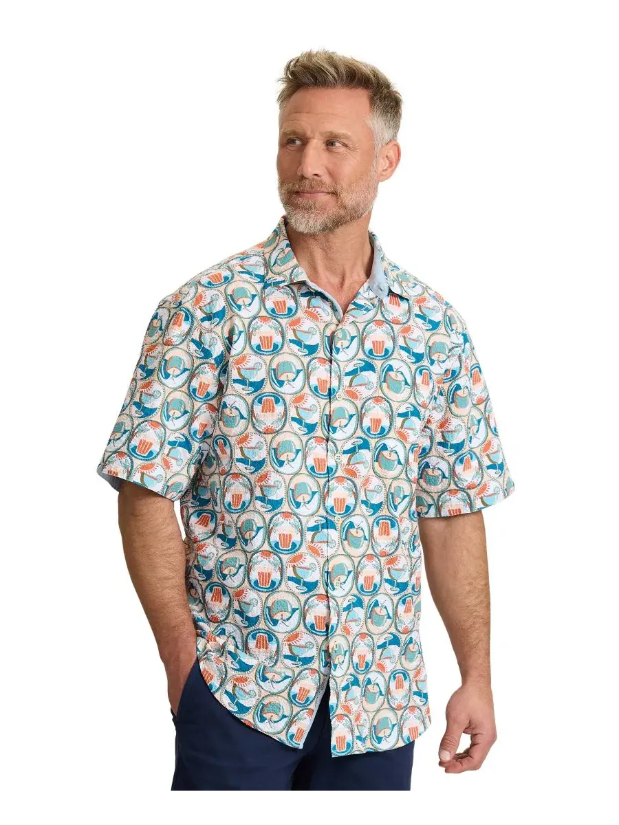 Рубашка с коротким рукавом с принтом Nova Wave Glass Half Full Tommy Bahama — изображение 1 из 4, белый