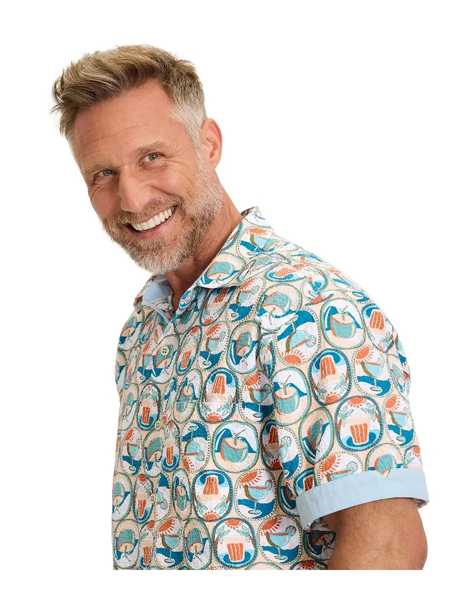 Рубашка с коротким рукавом с принтом Nova Wave Glass Half Full Tommy Bahama — изображение 2 из 4, белый
