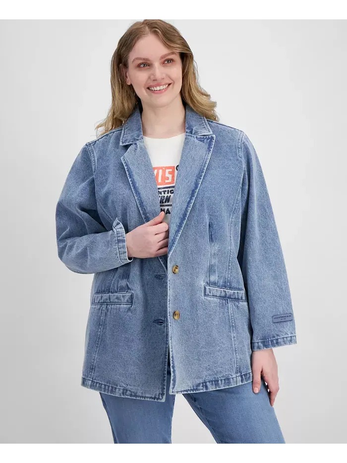Джинсовый пиджак больших размеров с длинными рукавами Levi's — изображение 1 из 4, светлый джинсовый синий