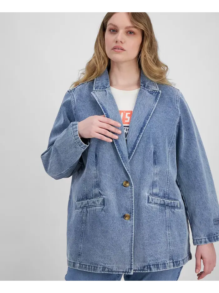 Джинсовый пиджак больших размеров с длинными рукавами Levi's — изображение 3 из 4, светлый джинсовый синий
