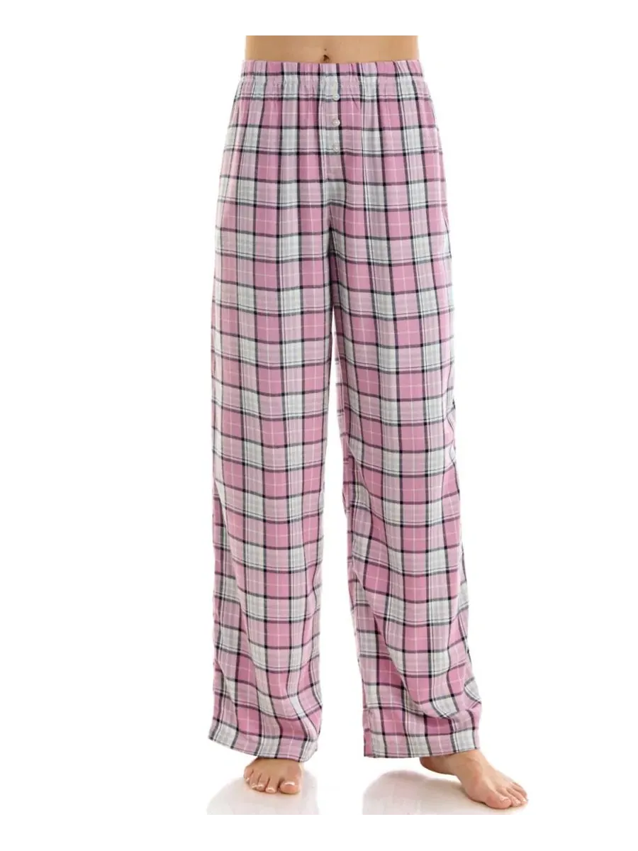 Пижамные брюки из фланели с принтом Roudelain, Obie Plaid/ Mauve Orchid — изображение 1 из 15