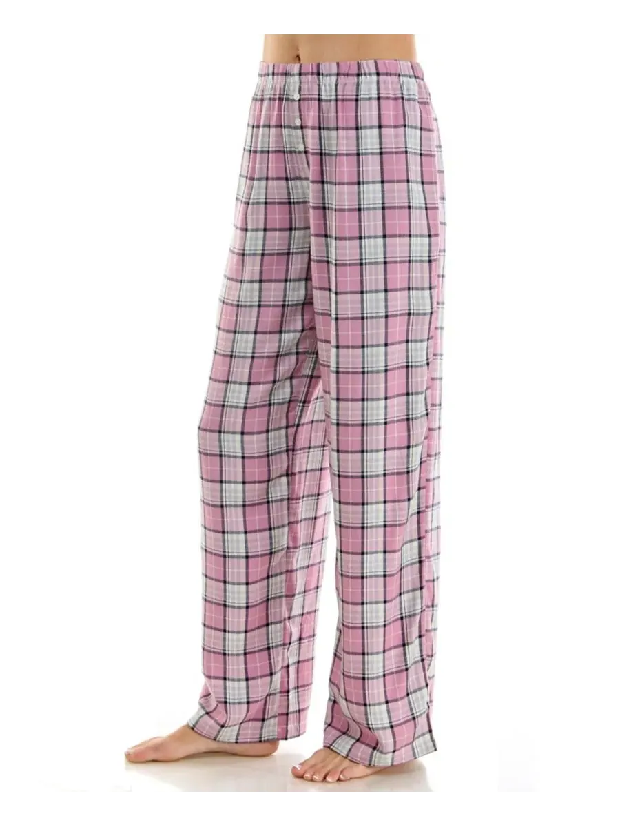 Пижамные брюки из фланели с принтом Roudelain, Obie Plaid/ Mauve Orchid — изображение 2 из 15