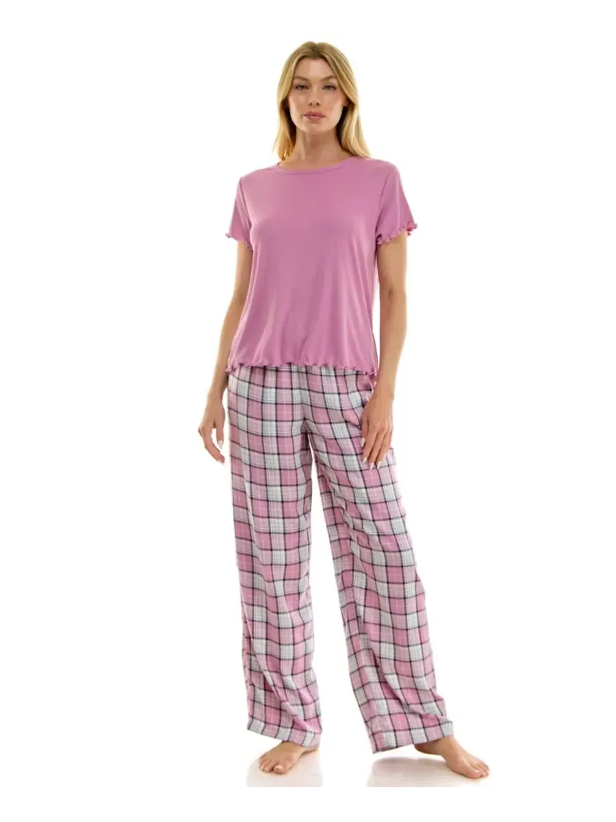 Пижамные брюки из фланели с принтом Roudelain, Obie Plaid/ Mauve Orchid — изображение 13 из 15
