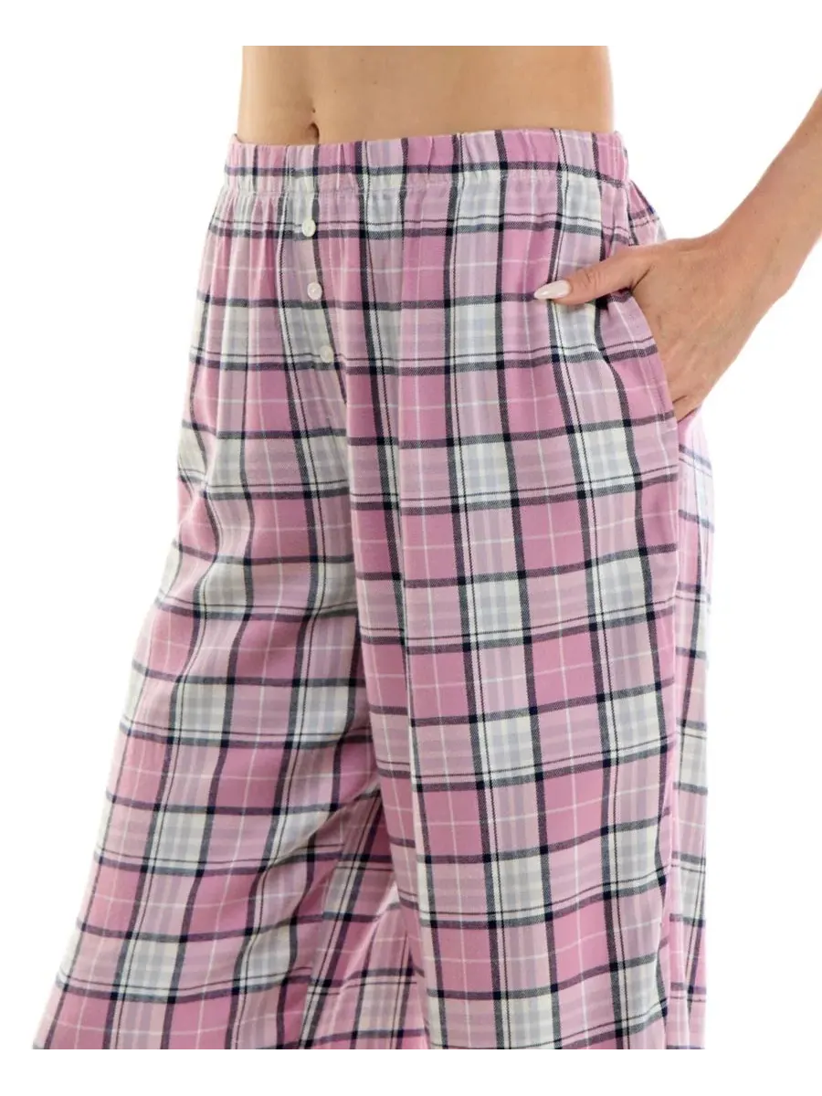 Пижамные брюки из фланели с принтом Roudelain, Obie Plaid/ Mauve Orchid — изображение 4 из 15