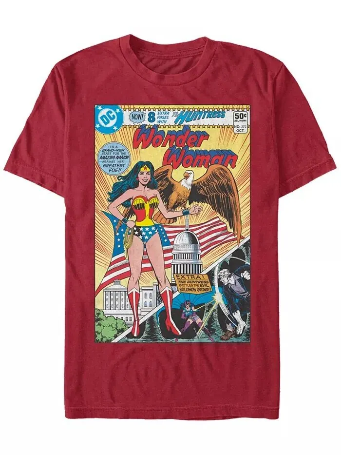 Мужская футболка с коротким рукавом Wonder Woman Wonder Woman Comic Fifth Sun — изображение 1 из 1, красный