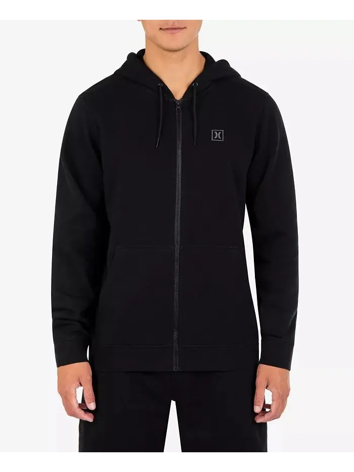 Мужская толстовка с капюшоном и логотипом Icon Chest на молнии Hurley — изображение 1 из 4, черный