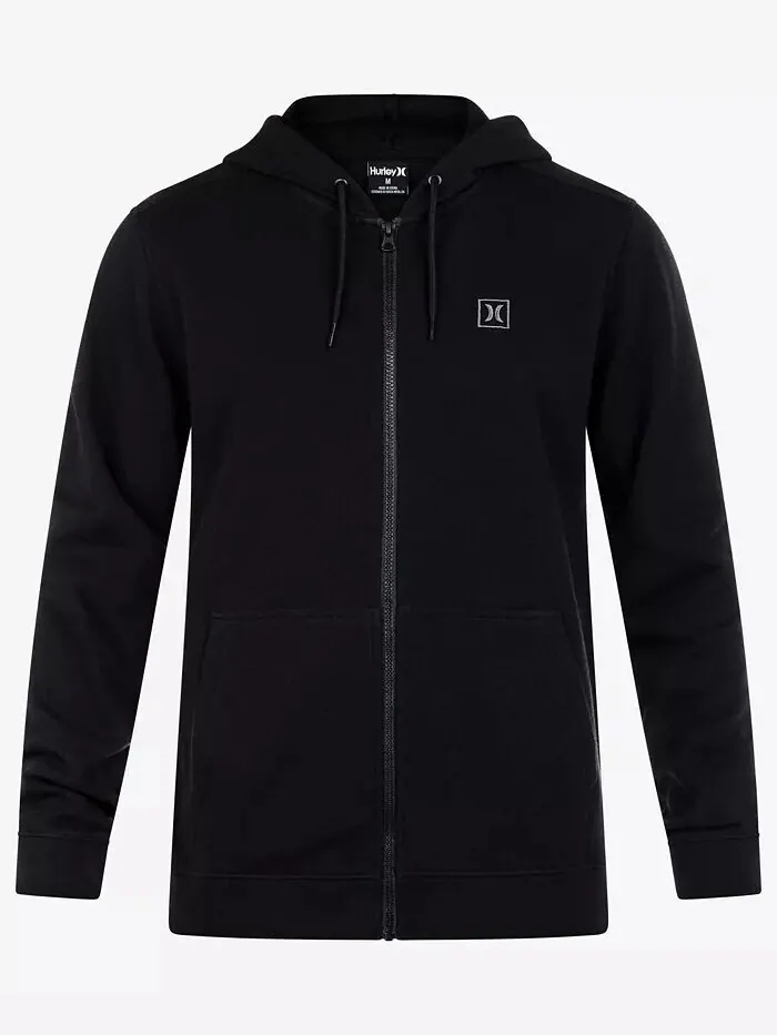 Мужская толстовка с капюшоном и логотипом Icon Chest на молнии Hurley — изображение 3 из 4, черный