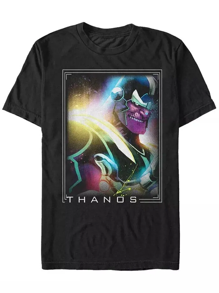 Футболка с коротким рукавом из коллекции комиксов Marvel для мужчин Neon Splatter Thanos Fifth Sun — изображение 1 из 1