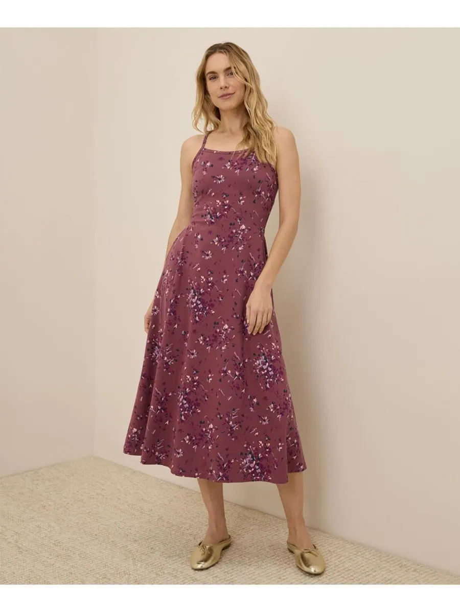 Женское миди-платье приталенного силуэта с расклешенной юбкой Pact, Dotted sprays mauve