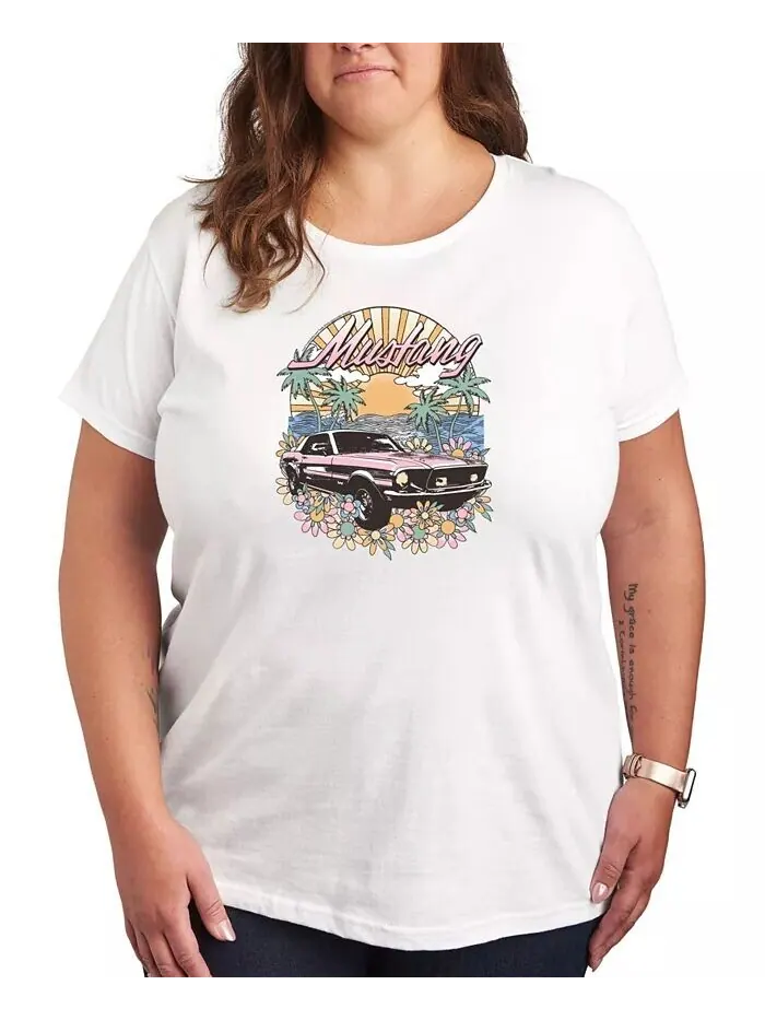 Модная футболка больших размеров с графическим рисунком Ford Mustang Hybrid Apparel — изображение 1 из 3, белый