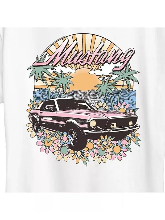 Модная футболка больших размеров с графическим рисунком Ford Mustang Hybrid Apparel — изображение 3 из 3, белый