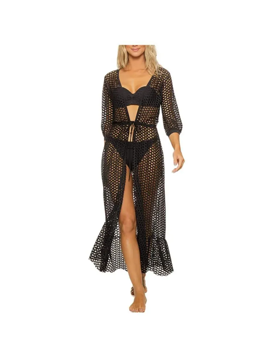Женская длинная туника-накидка с решетчатым узором Guria Beachwear