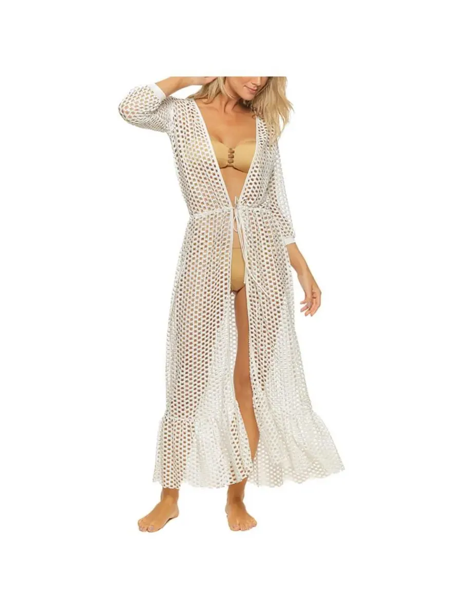 Женская длинная туника-накидка с решетчатым узором Guria Beachwear
