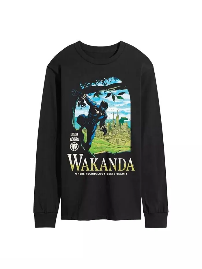 Мужская футболка с длинным рукавом Black Panther Wakanda AIRWAVES — изображение 1 из 3, черный