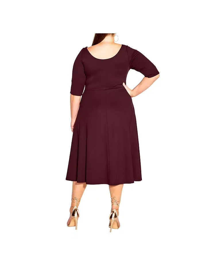 Платье с рукавами до локтей Plus Size Cute Girl CITY CHIC — изображение 2 из 2, коричневый