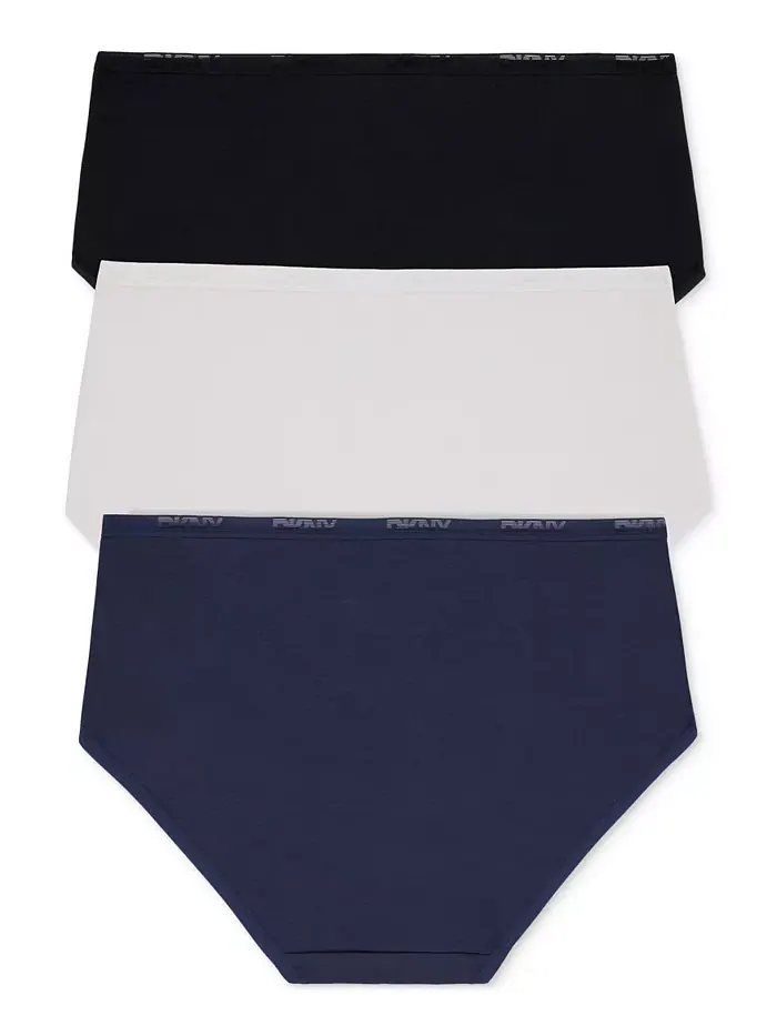 Женские хлопковые трусы-бикини из модала, 3 шт. - DK8465P3 DKNY — изображение 2 из 3, синий