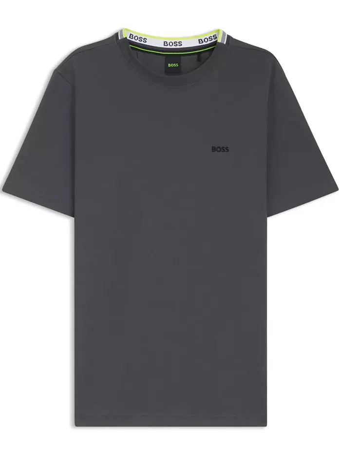 Мужская хлопковая футболка Regular Fit из пике Hugo Boss — изображение 3 из 5, темный серый