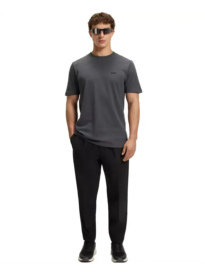 Мужская хлопковая футболка Regular Fit из пике Hugo Boss — изображение 4 из 5, темный серый