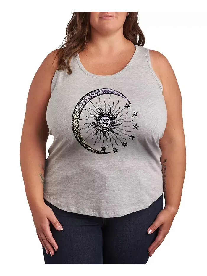 Майка с принтом Sun Moon Plus Size Hybrid Apparel — изображение 1 из 3, серый