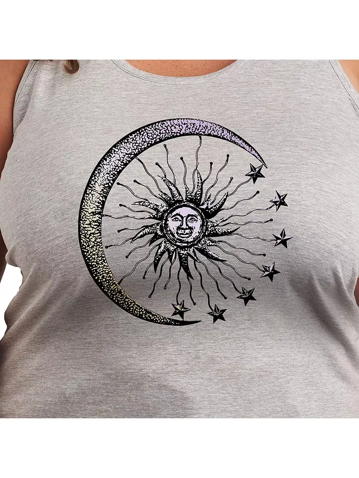 Майка с принтом Sun Moon Plus Size Hybrid Apparel — изображение 2 из 3, серый