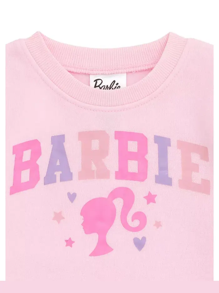 Детская флисовая толстовка с искусственным мехом на рукавах Barbie — изображение 3 из 5, розовый
