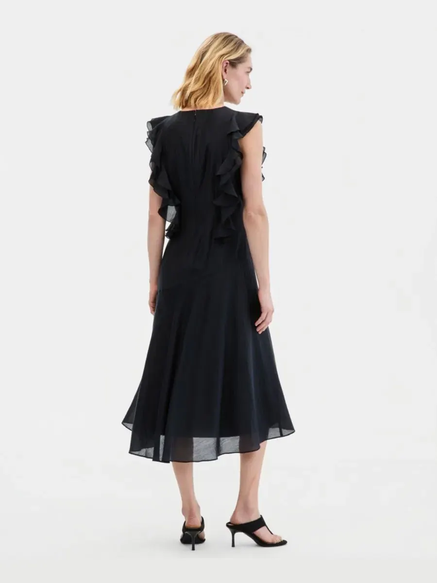 Женское миди-платье без рукавов с оборками I.N.C. International Concepts — изображение 2 из 4, глубокий черный