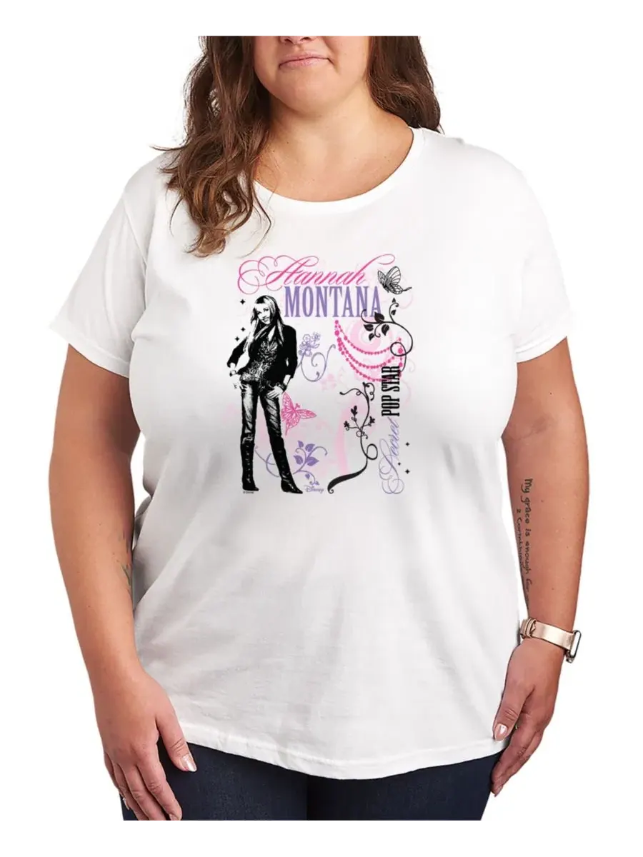Футболка с принтом Hannah Montana Plus Size Hybrid Apparel — изображение 1 из 3, белый