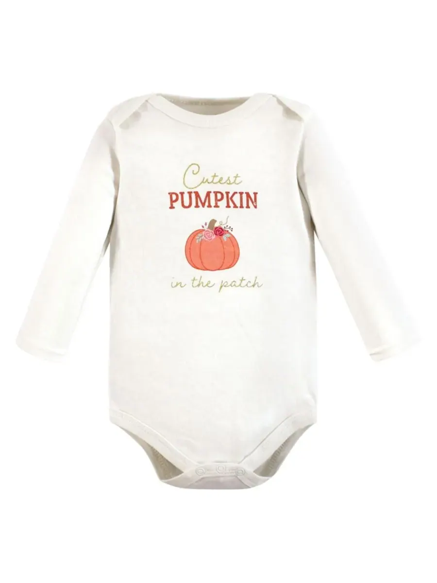 Хлопковые боди с длинными рукавами, комплект из 5 штук с рисунком слона Hudson Baby, Cutest Pumpkin — изображение 2 из 7