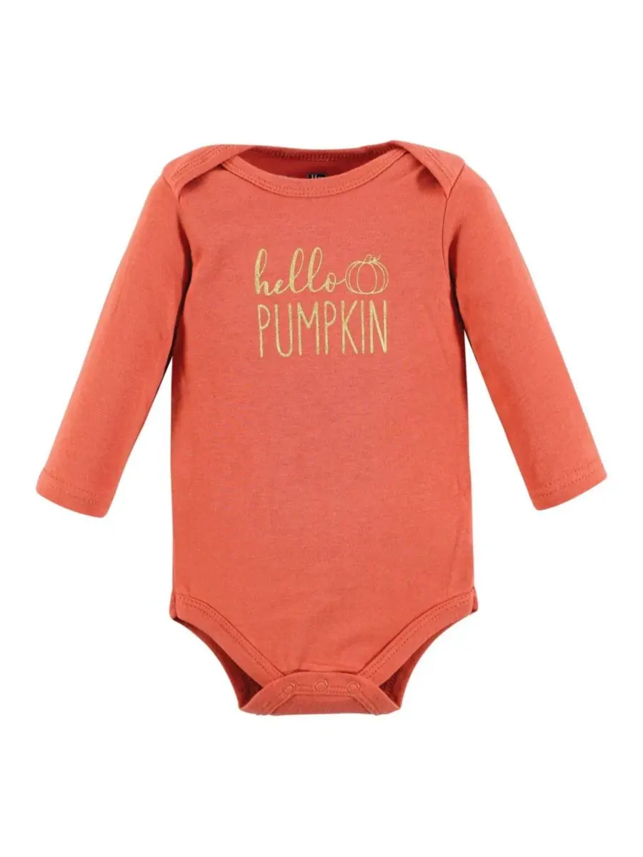 Хлопковые боди с длинными рукавами, комплект из 5 штук с рисунком слона Hudson Baby, Cutest Pumpkin — изображение 3 из 7
