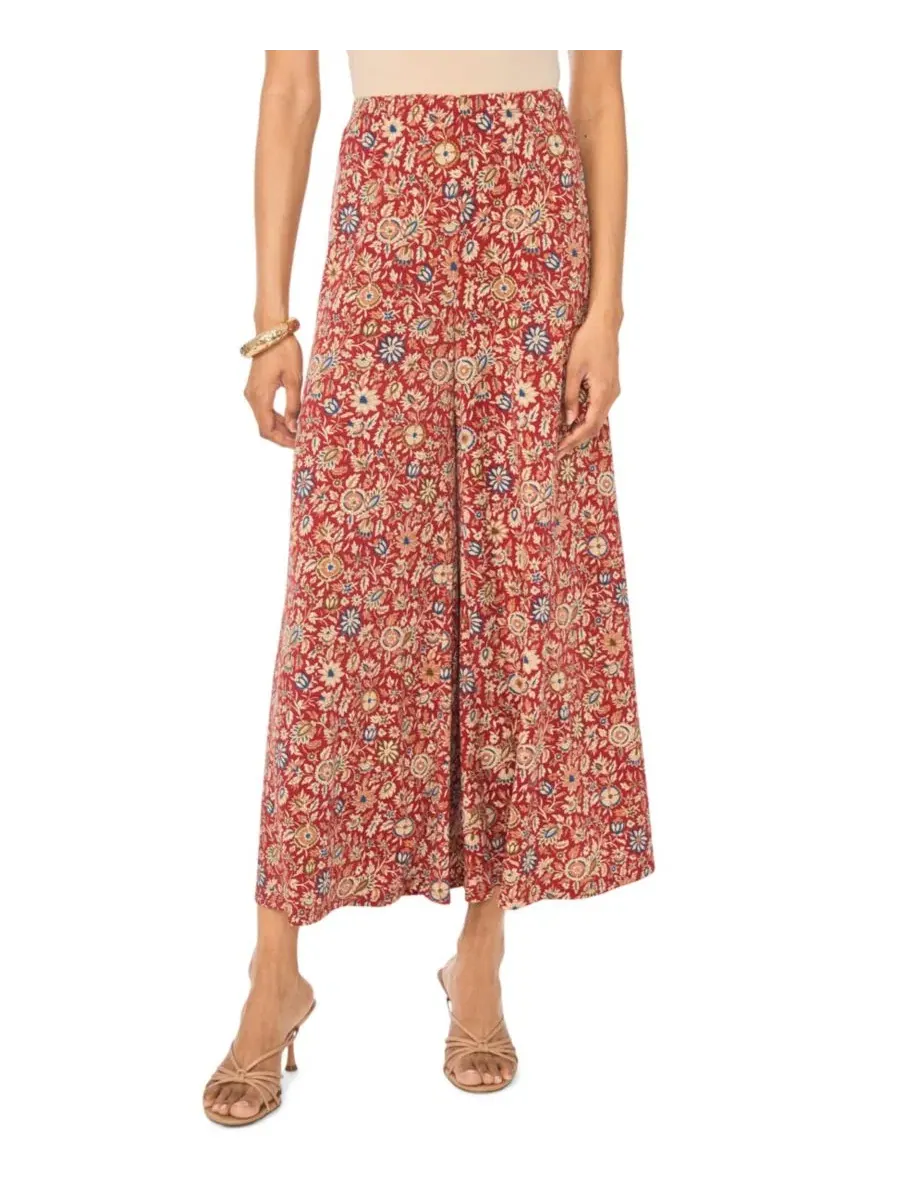 Широкие брюки с цветочным принтом, на поясе без застежки, модель Wide-Leg Pull-On Floral-Print