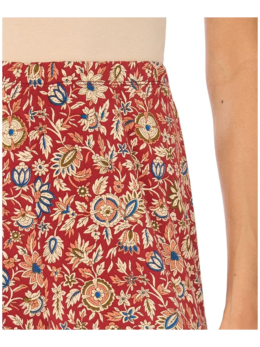 Широкие брюки с цветочным принтом, на поясе без застежки, модель Wide-Leg Pull-On Floral-Print — изображение 3 из 5, красный