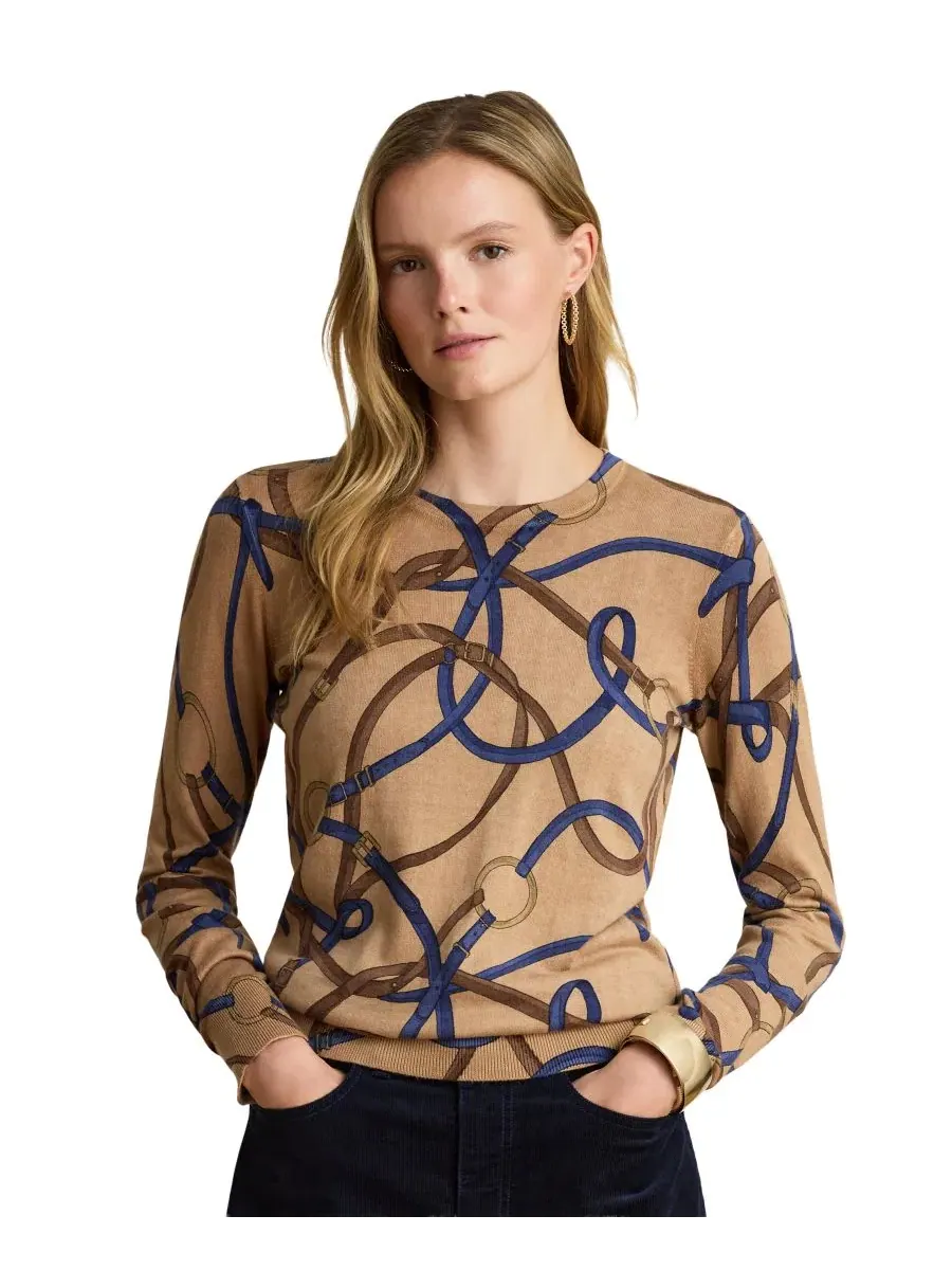 Свитер с принтом Belting из хлопка и модала Lauren Ralph Lauren — изображение 1 из 7, мульти