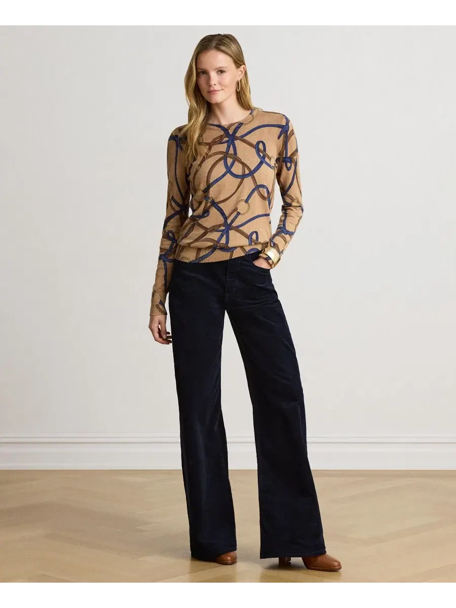 Свитер с принтом Belting из хлопка и модала Lauren Ralph Lauren — изображение 2 из 7, мульти