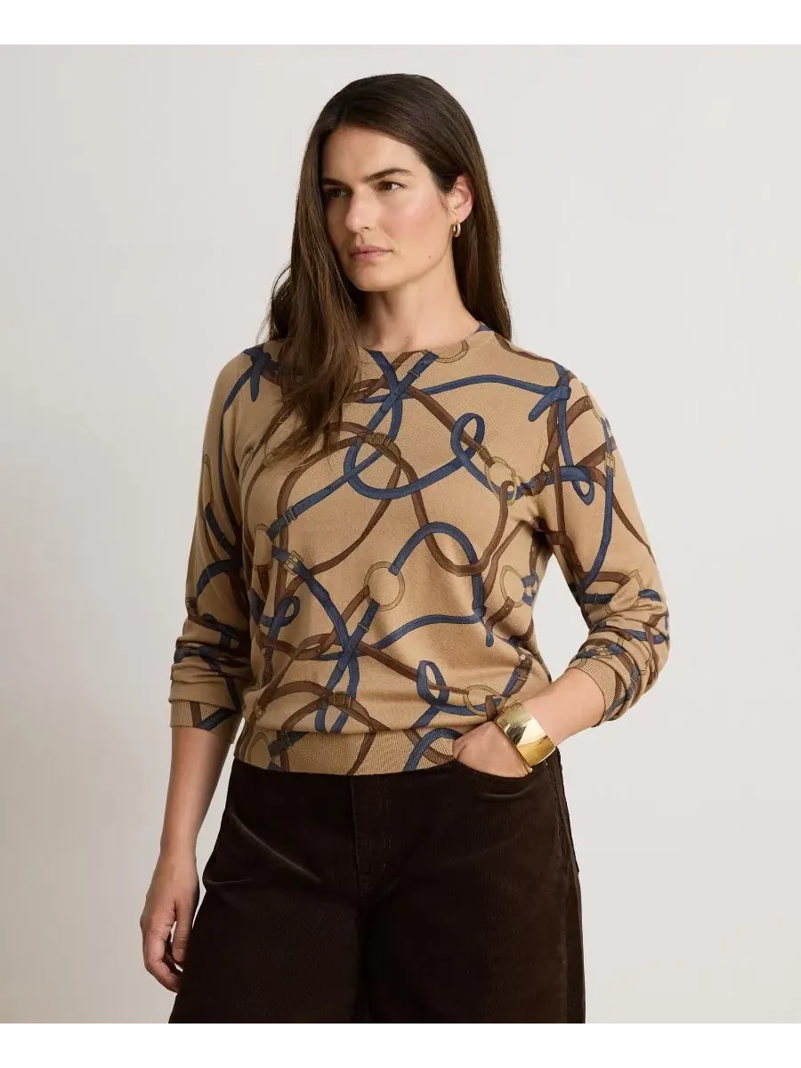 Свитер с принтом Belting из хлопка и модала Lauren Ralph Lauren — изображение 3 из 7, мульти