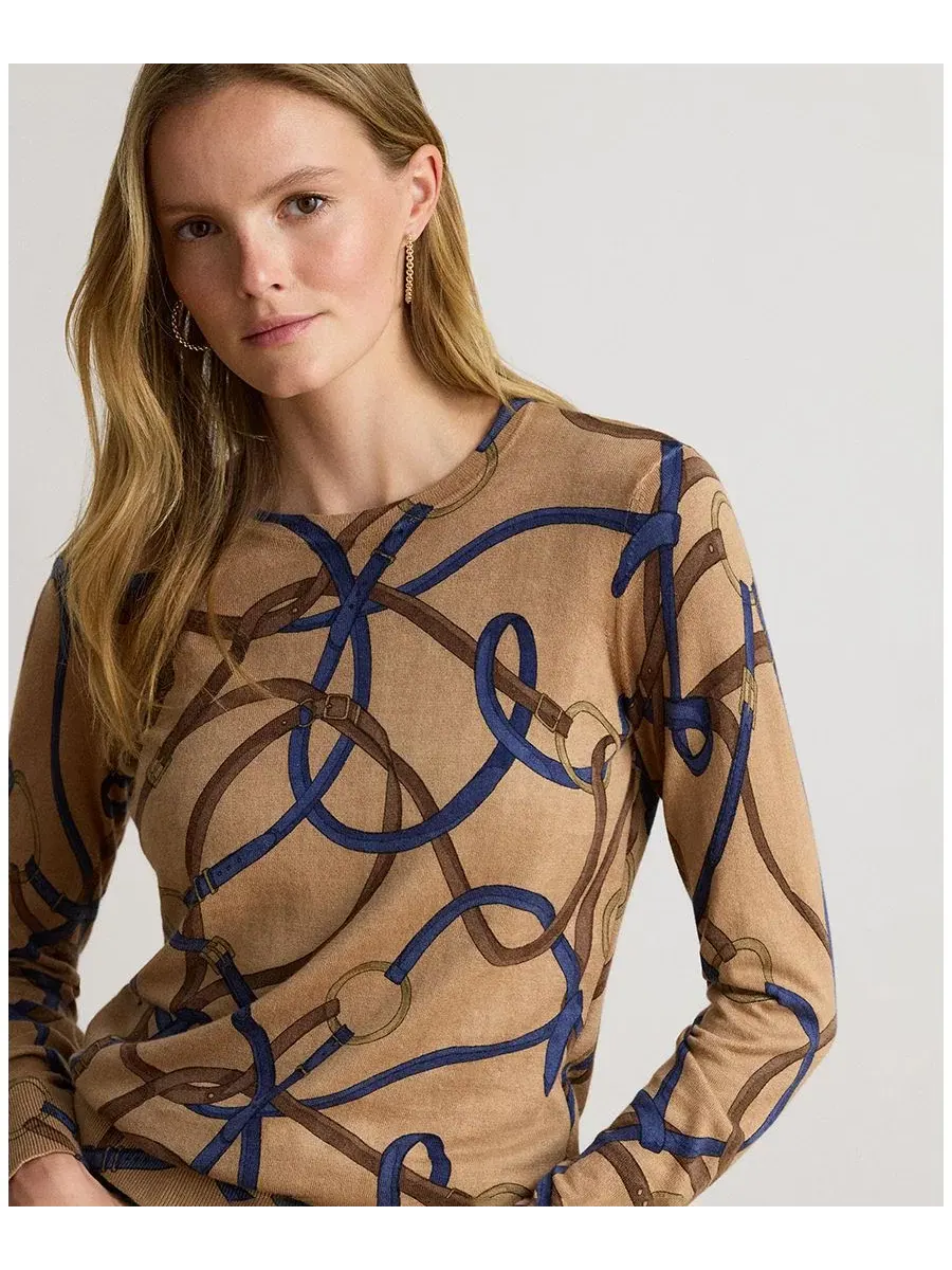 Свитер с принтом Belting из хлопка и модала Lauren Ralph Lauren — изображение 4 из 7, мульти