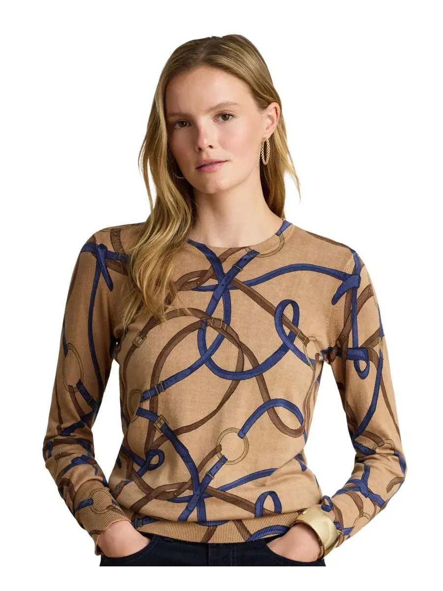 Свитер с принтом Belting из хлопка и модала Lauren Ralph Lauren — изображение 6 из 7, мульти