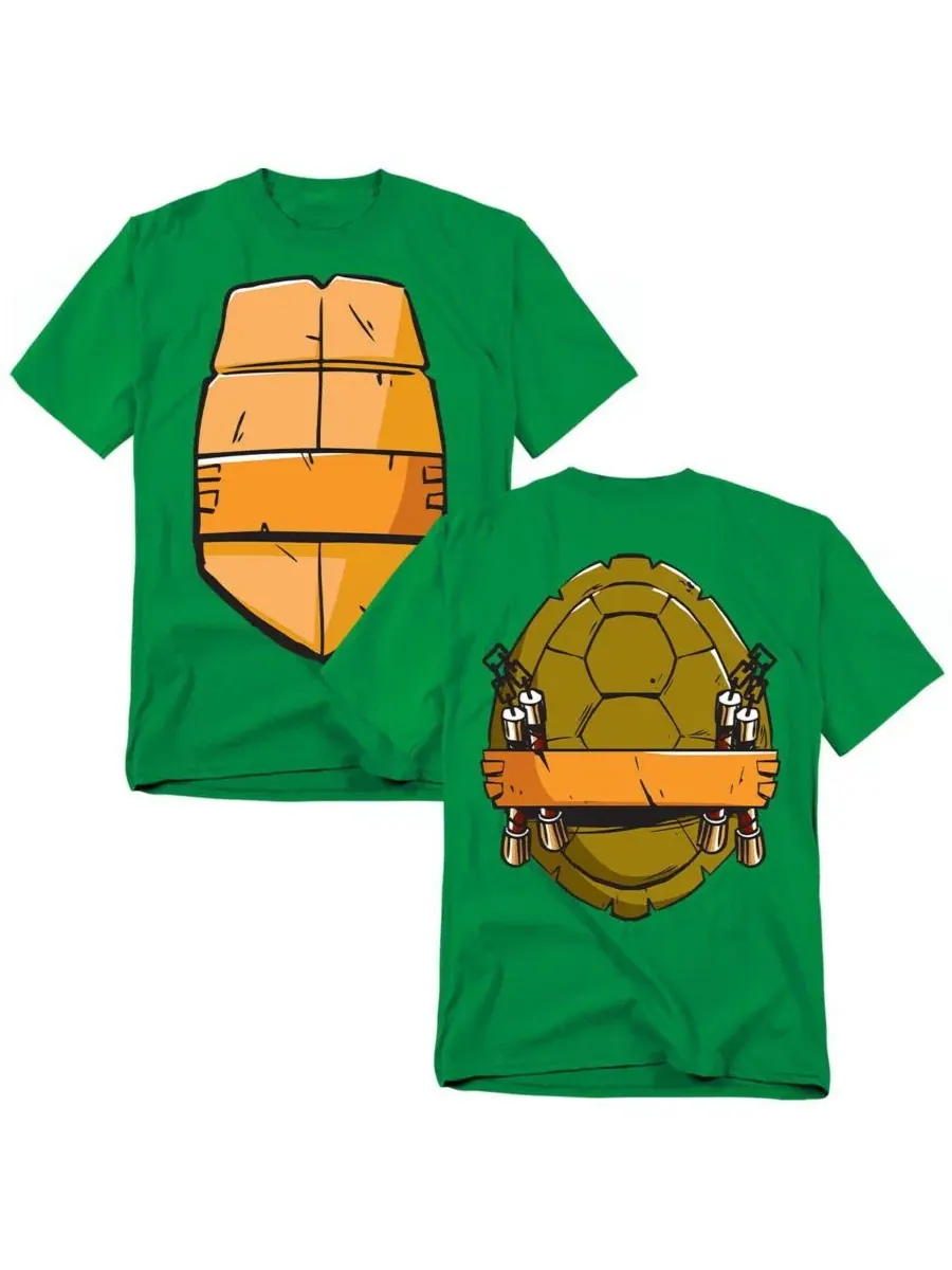 Футболка с принтом Michelangelo Shell Front Back Teenage Mutant Ninja Turtles — изображение 1 из 3, зеленый