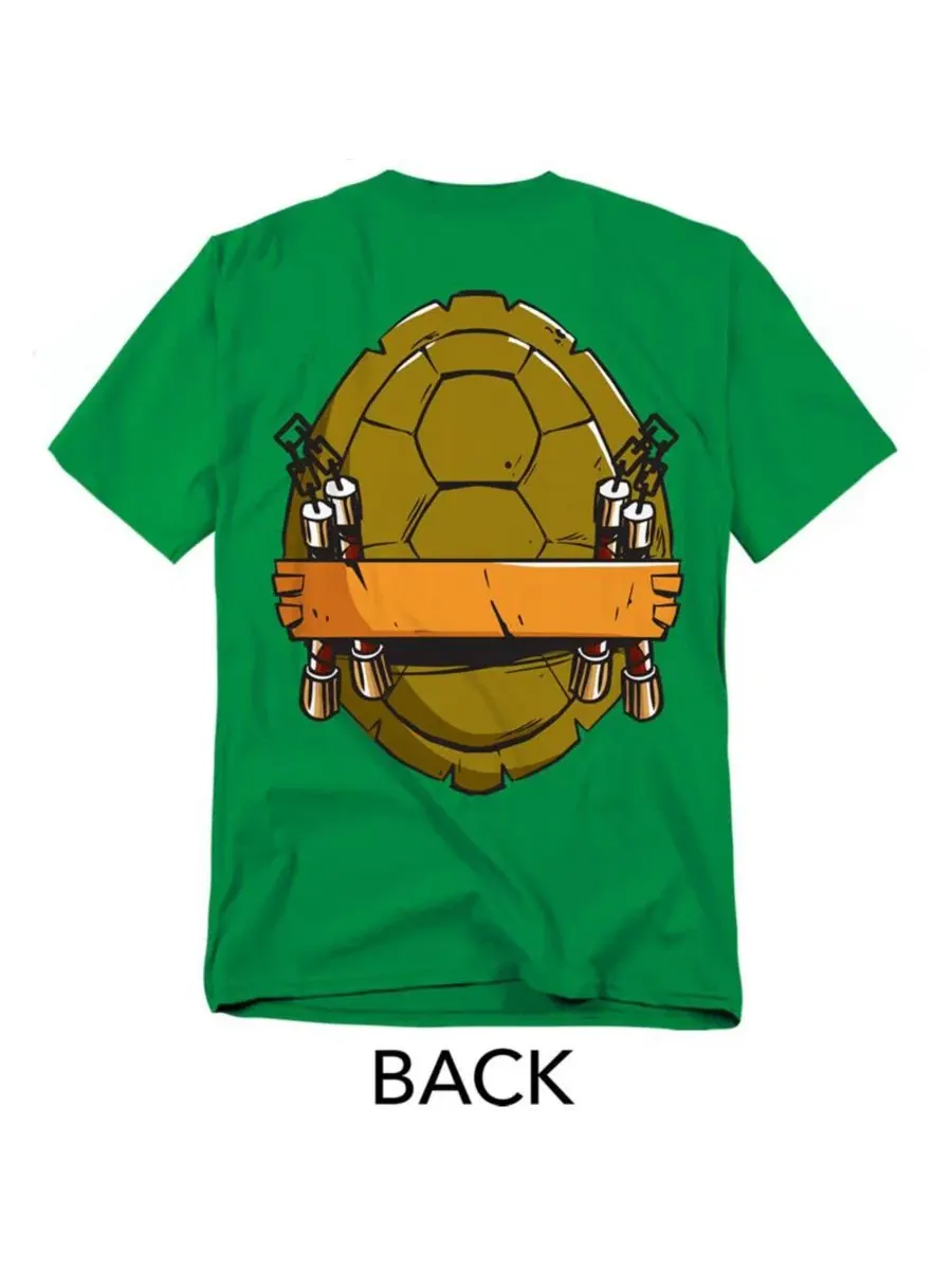 Футболка с принтом Michelangelo Shell Front Back Teenage Mutant Ninja Turtles — изображение 3 из 3, зеленый