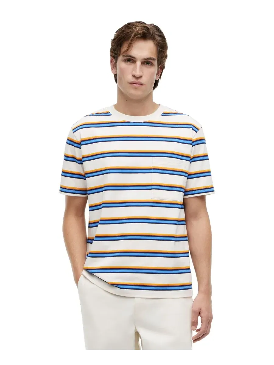 Футболка мужская с многоцветной полосой, свободный крой Tommy Hilfiger — изображение 1 из 4, слоновая кость мульти