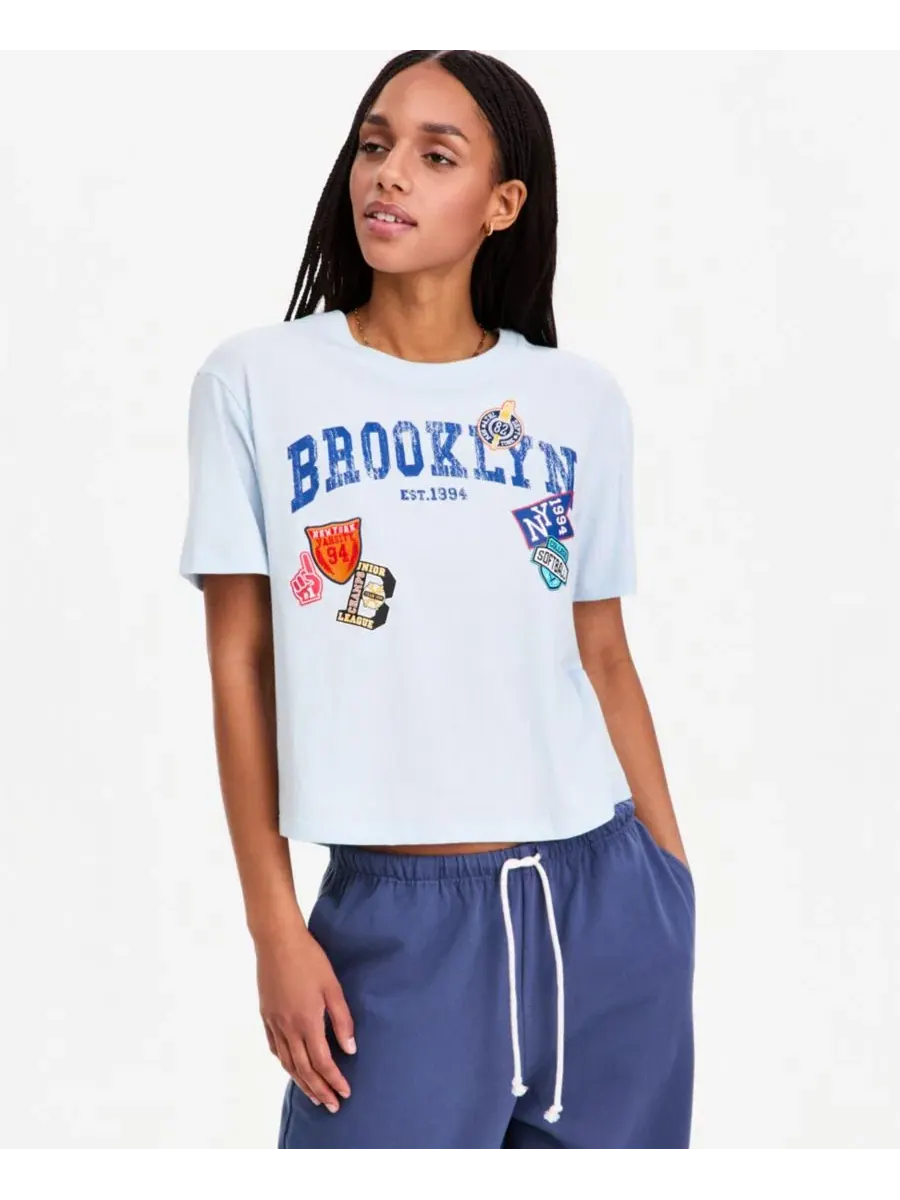 Футболка с принтом Brooklyn Patch с коротким рукавом Rebellious One — изображение 1 из 4, синий