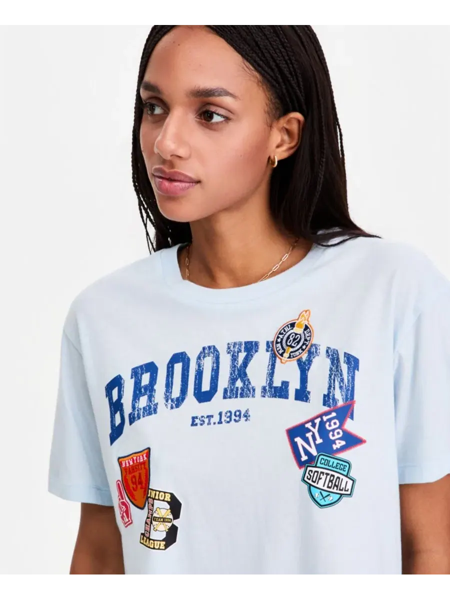 Футболка с принтом Brooklyn Patch с коротким рукавом Rebellious One — изображение 3 из 4, синий