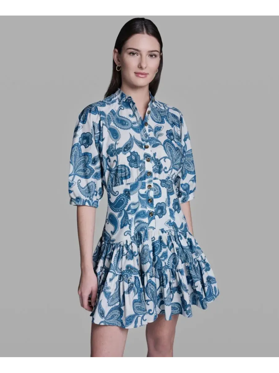 Женское платье с пышными рукавами и принтом «пейсли» BCBG — изображение 3 из 5, мульти